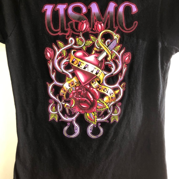 Frontline Military Apparel USMC Death Before Dishonor T Shirt Women’s Med - Picture 2 of 4